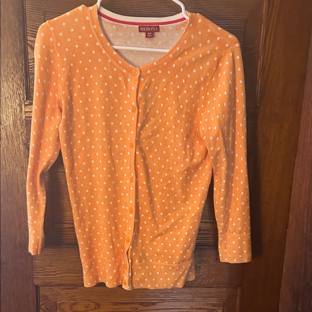 Merona Orange and White Cardigan